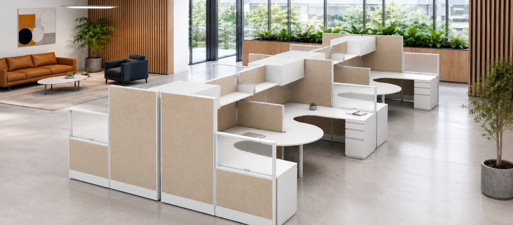 Collaborative 6' x 6' with High Privacy Walls and Storage-banner