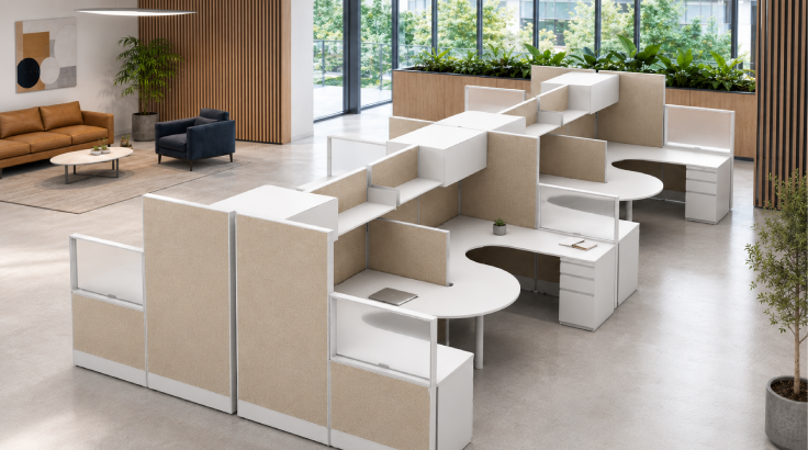 8 Person Collaborative 6' x 6' with High Privacy Walls and Storage room view