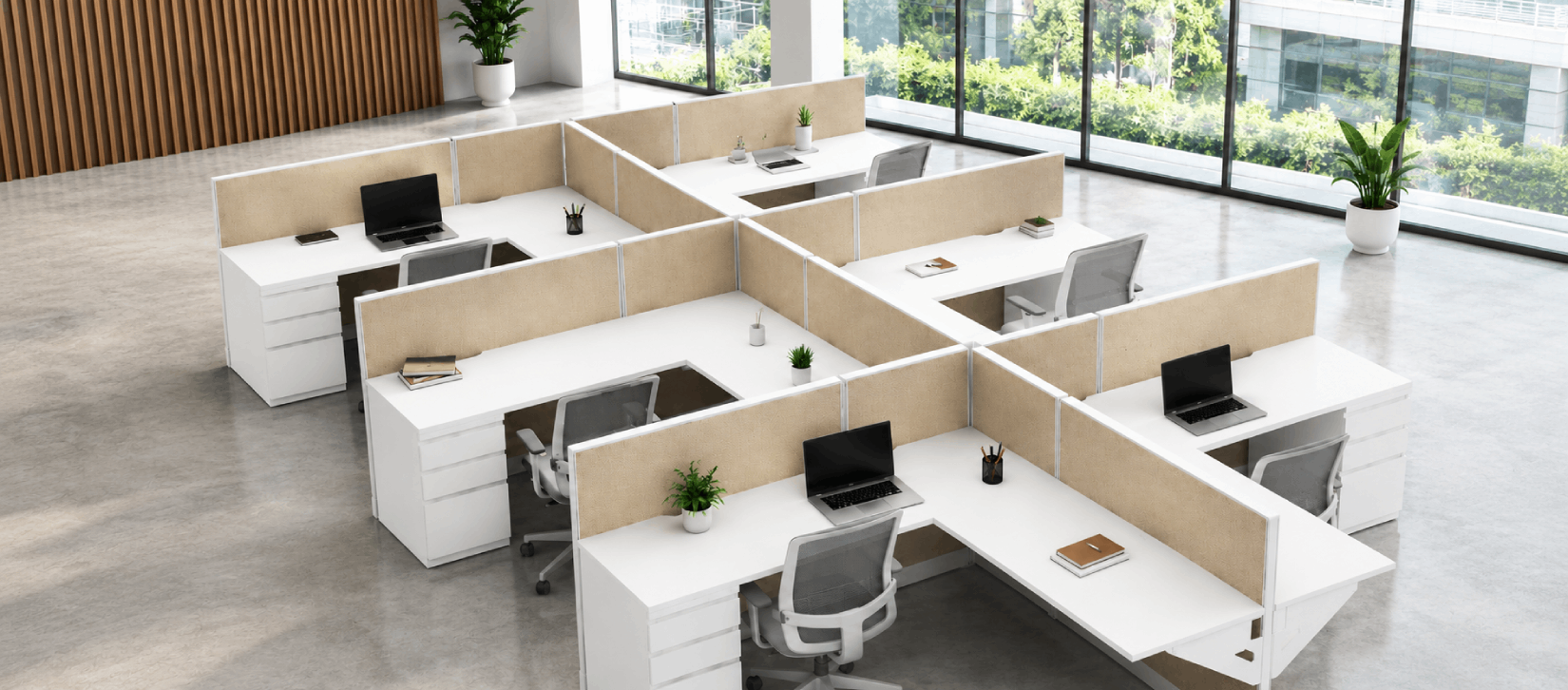 Open Low Panel 6' x 6' Cubicle with Drawer Storage-banner