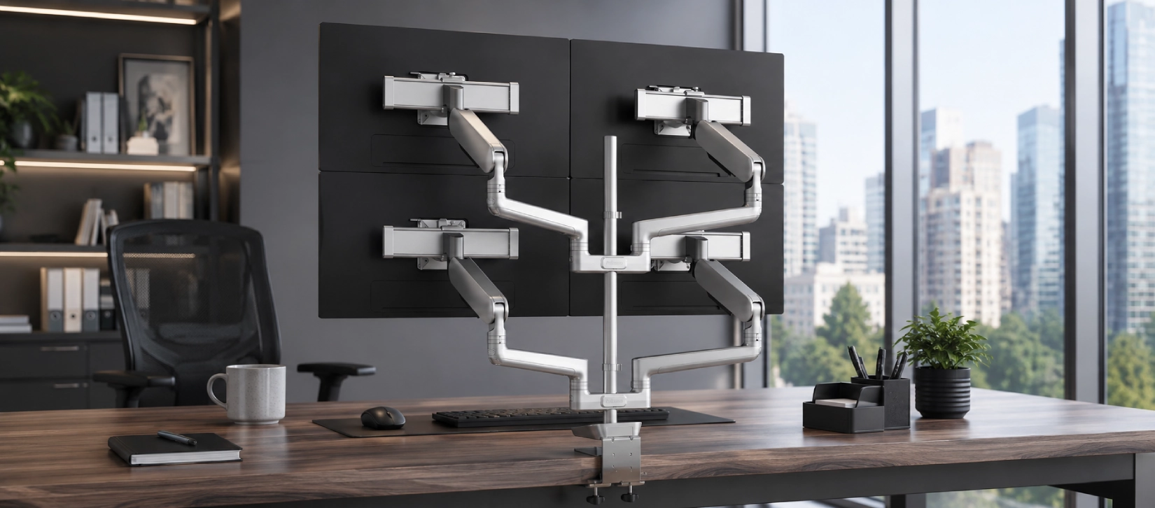Pole Mount Quad Monitor Arm-banner