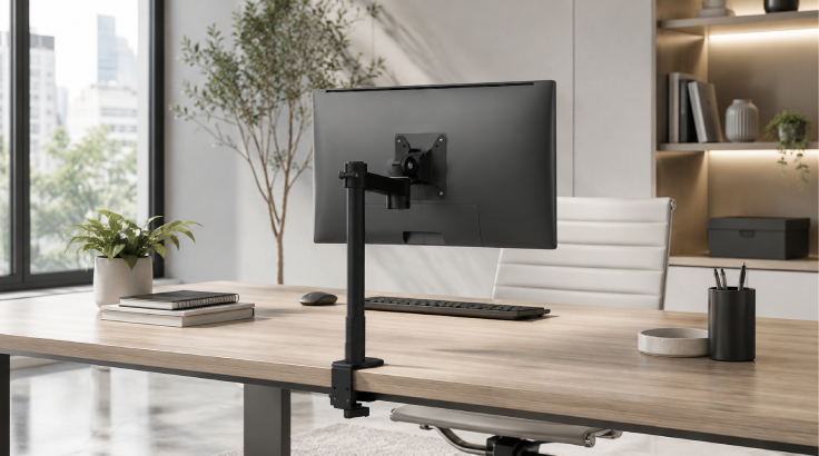 Pole Mounted Single Monitor Arm room view