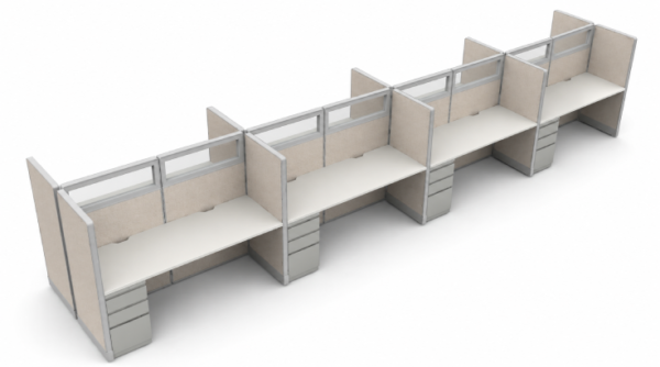 Private 5' x 2' Cubicle with Drawer Storage