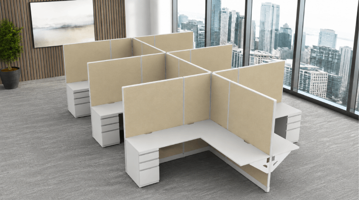 Private 5' x '5 Cubicle with Drawer Storage & Sound Absorbing Panels room view