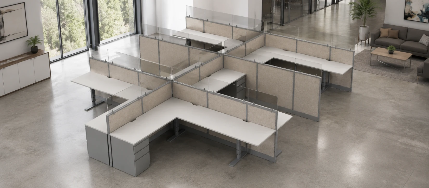 Private 6' x 2' Cubicle with Drawer Storage