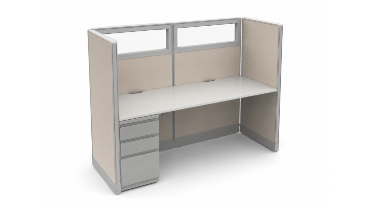 Private 6' x 2' Cubicle with Drawer Storage-product