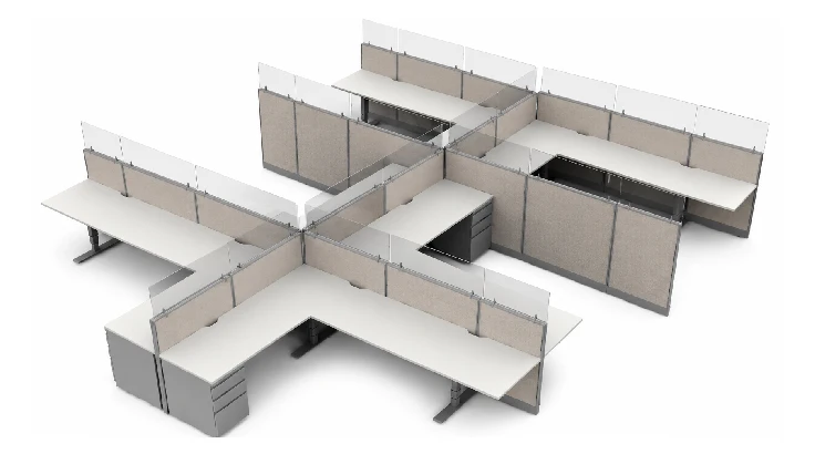 Private 6' x 2' Cubicle with Drawer Storage-typ1