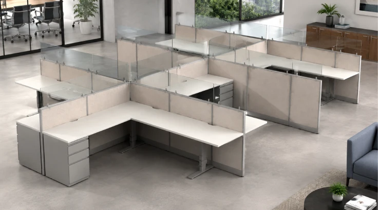 Private 6' x 2' Cubicle with Drawer Storage and Modern Look room view