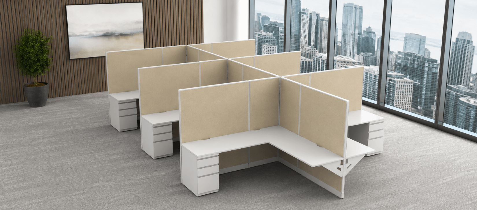 Private 6' x 6' Cubicle with Drawer Storage