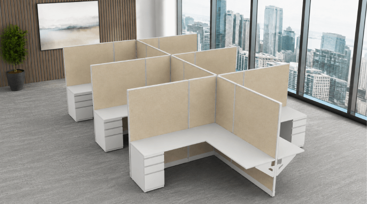 Private 6' x 6' Cubicle with Drawer Storage & Sound Absorbing Panels room view