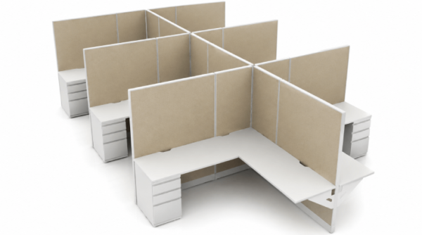 Private 6' x 6' Cubicle with Drawer Storage
