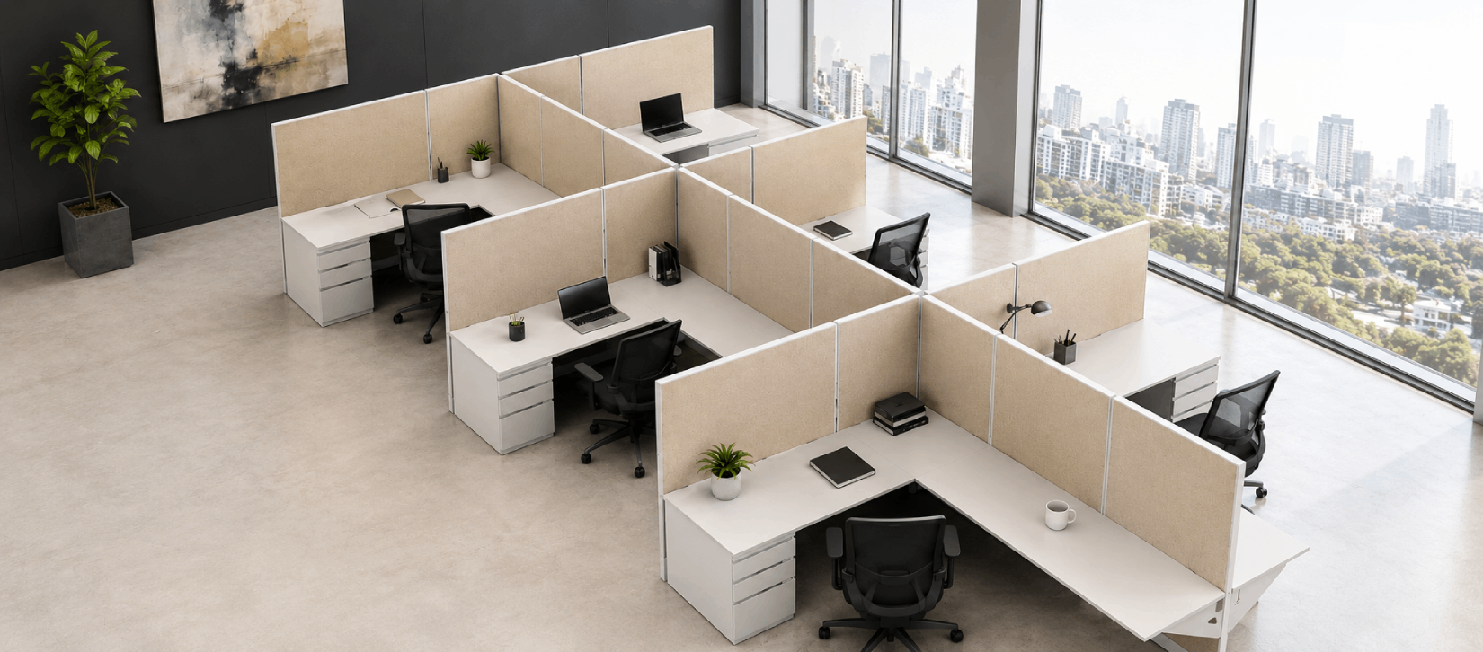 Private 6' x 8' Cubicle with Drawer Storage