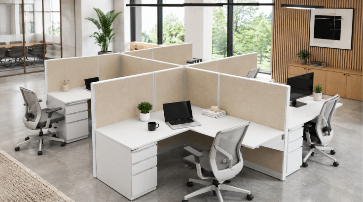 Semi Private 5' x 5' Cubicle with Drawer Storage & Sound Absorbing Panels room view