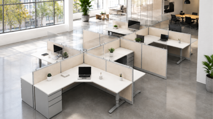 8 Person Semi Private 6' x 6 Cubicle with Drawer Storage room view
