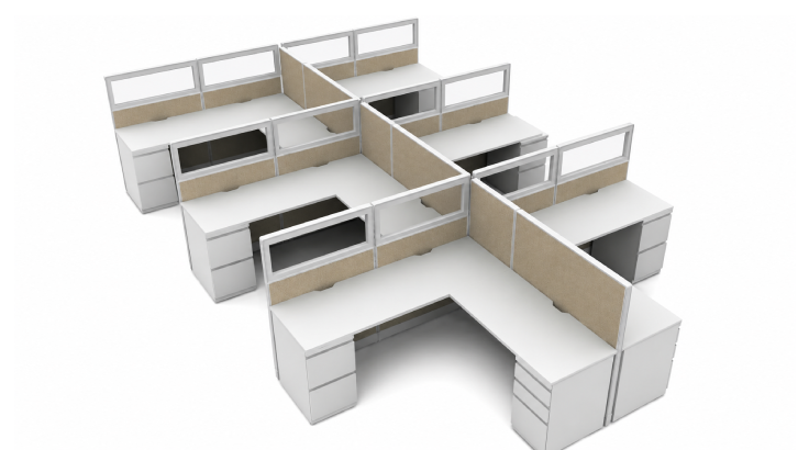 Semi Private 6 x 6 Cubicle with Drawer Storage & Modern Glass Panels product view