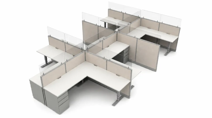 Semi Private 6' x '6 Cubicle with Drawer Storage and Modern Glass Panels product view