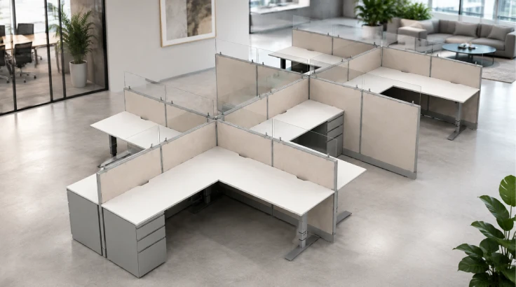 Semi Private 6' x '6 Cubicle with Drawer Storage and Modern Glass Panels room view
