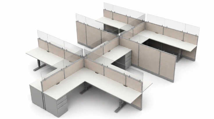 Semi Private '6 x 8' Cubicle with Drawer Storage and Modern Glass Panels product view