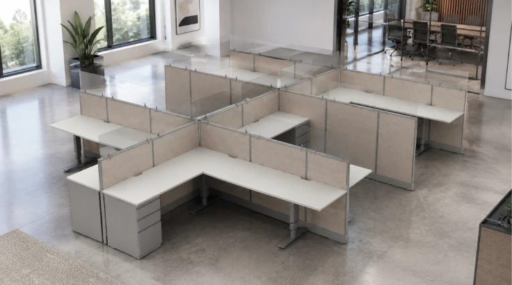 Semi Private '6 x 8' Cubicle with Drawer Storage and Modern Glass Panels room view