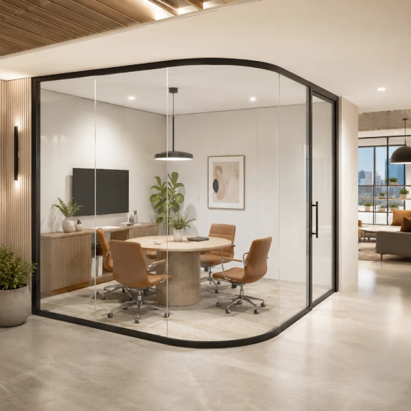 Curved Frameless Glass Demountable Wall System