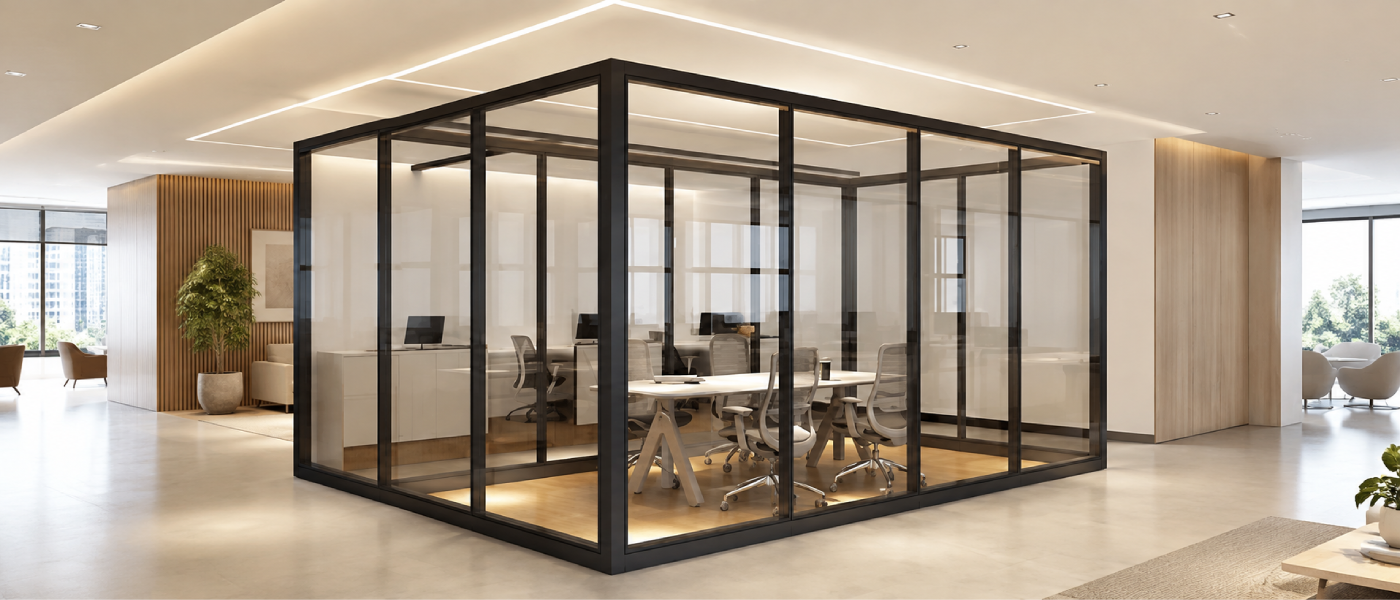 Demountable Aluminum-Framed Glass Office Partition