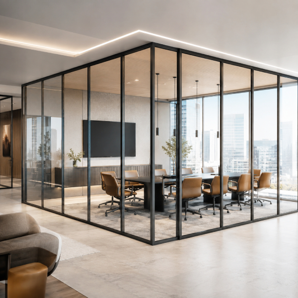 Full-Height Framed Demountable Glass Wall System-product