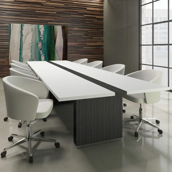 Americana White Top Meeting Table with Center Trough