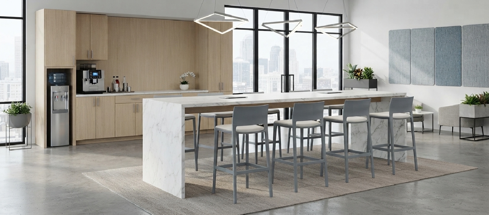 Bakhita Gray Bar Stool with White Upholstered Seat