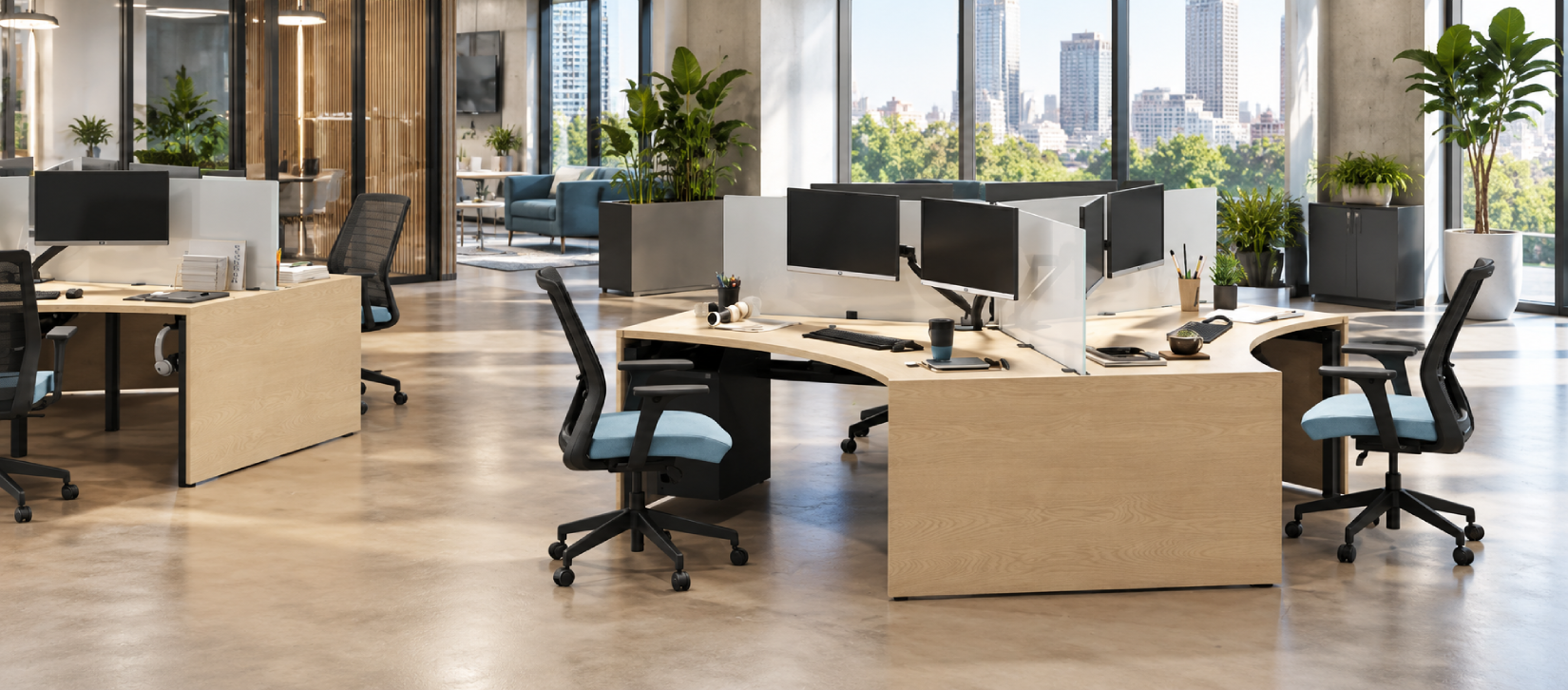 Blade Laminate Benching Desk with Integrated Power