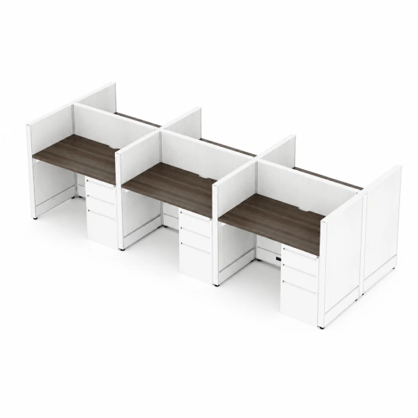 Compile Quickship 6-Person 42" Wide Call Center Cubicle Workstation with Storage