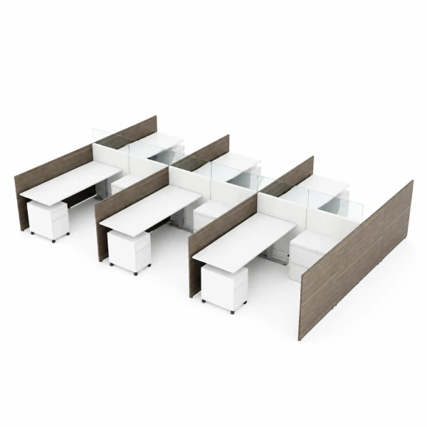 Compile Quickship 6-Person 54" High Modular Workstation with Storage