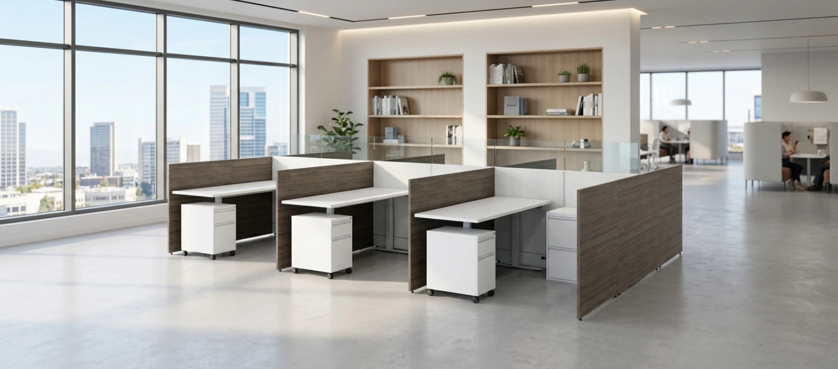 Compile Quickship 6-Person 54" High Modular Workstation with Storage
