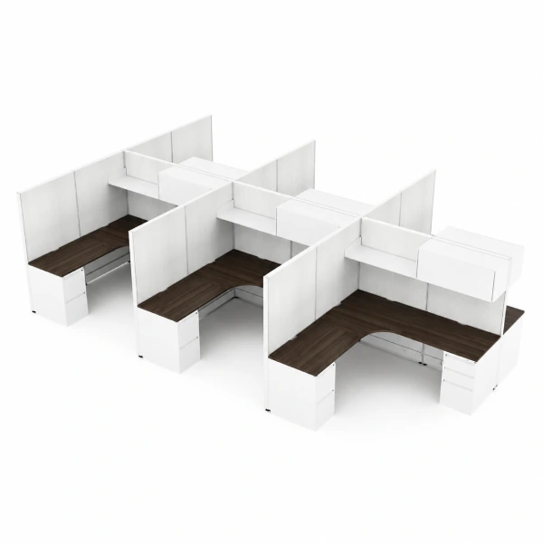 Compile Quickship 6-Person 66" High Cubicle Workstation with Storage