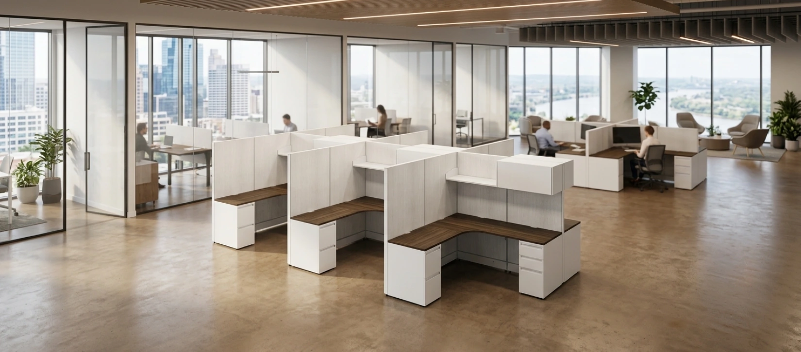 Compile Quickship 6-Person 66" High Cubicle Workstation with Storage
