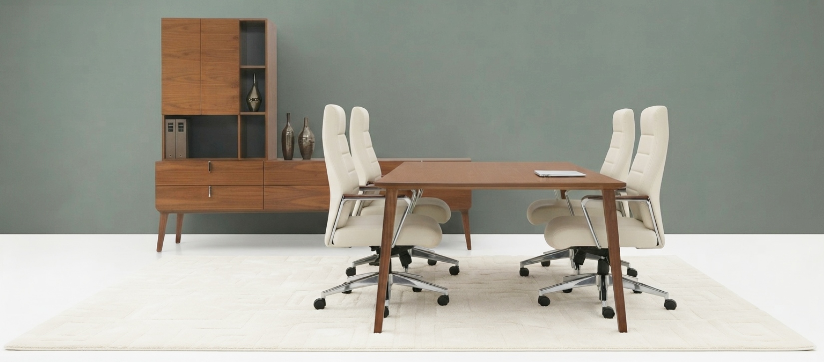 Corby Modern Wood Veneer Conference Table with Angled Legs