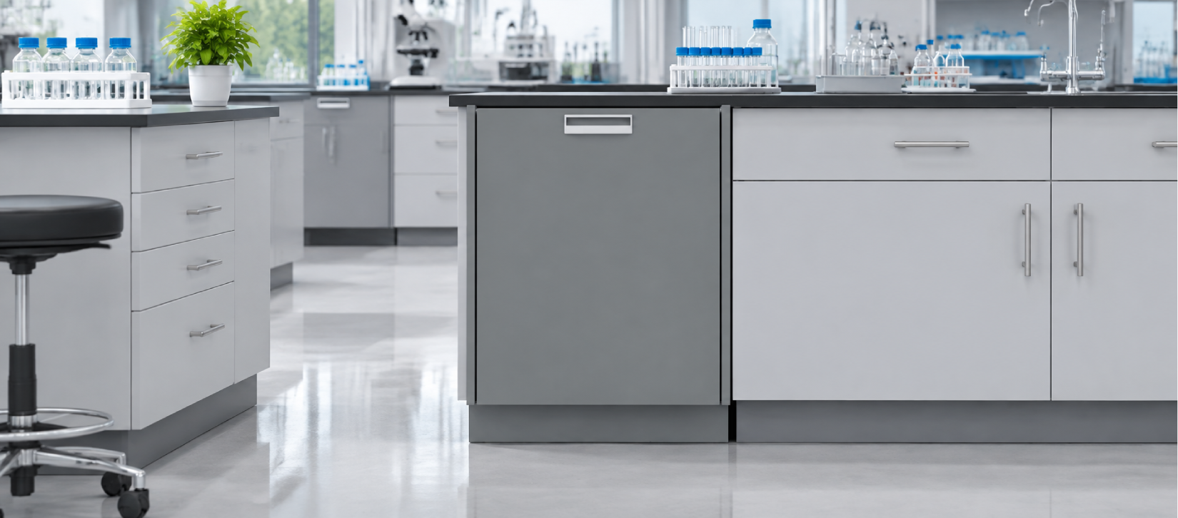 Custom Lab Casework Waste Bin Cabinet