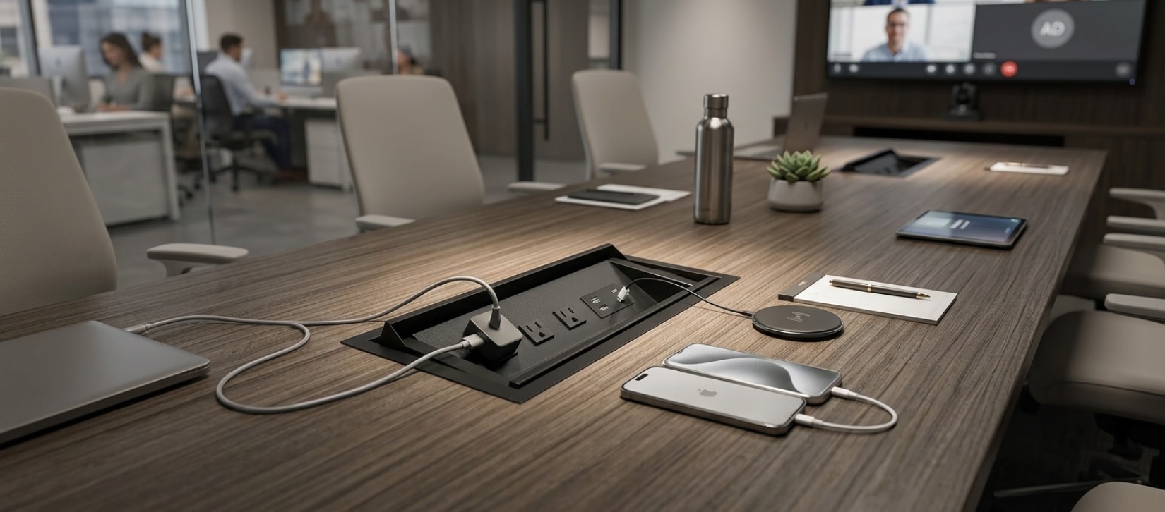 DPC Slim Black Recessed Workstation Power Center