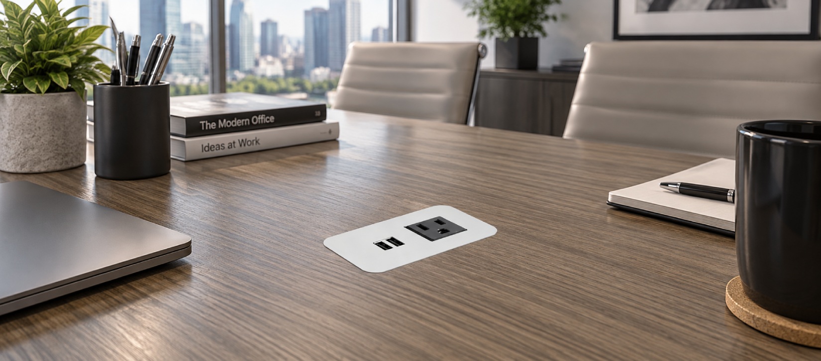 DPC Slim Recessed Desktop Power Center with USB-A & USB-C