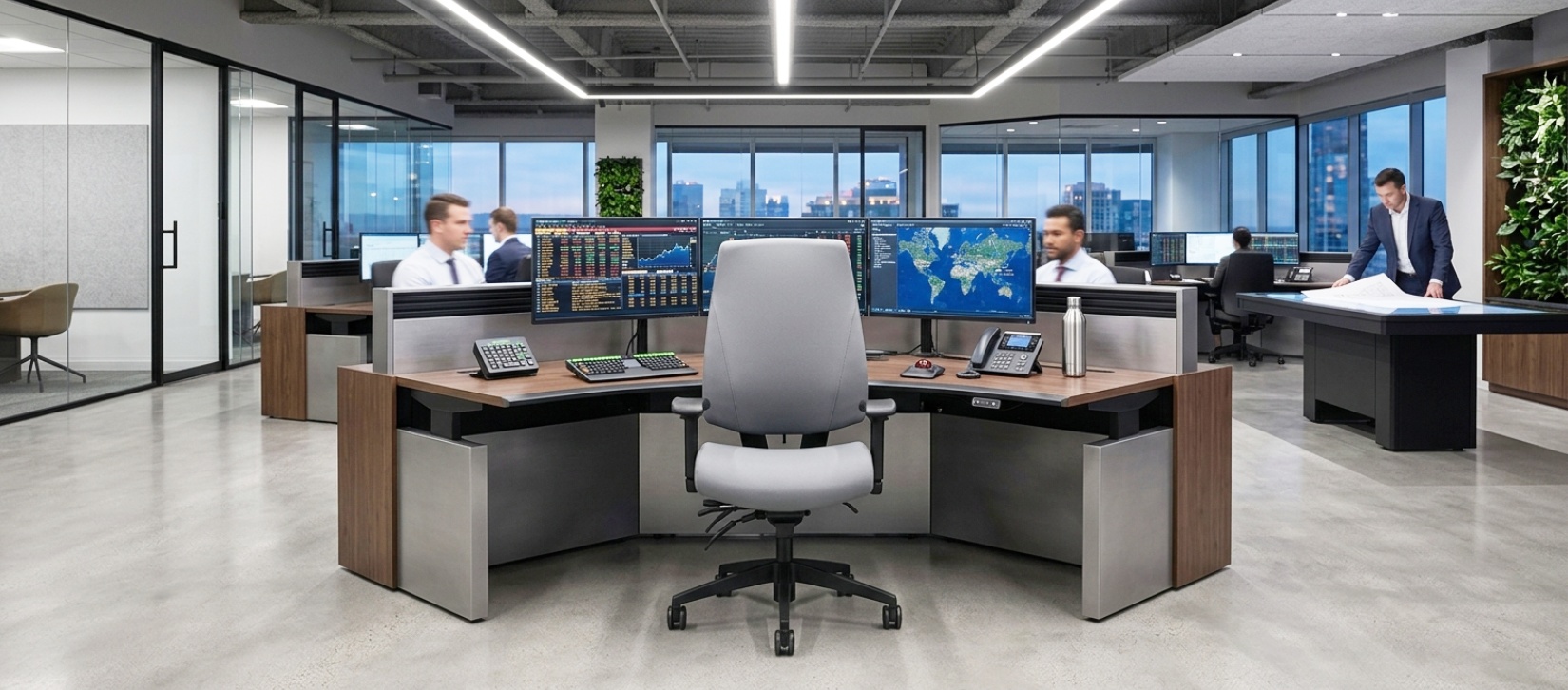 Ergo High-Back Heavy-Duty Chair with Gray Upholstery