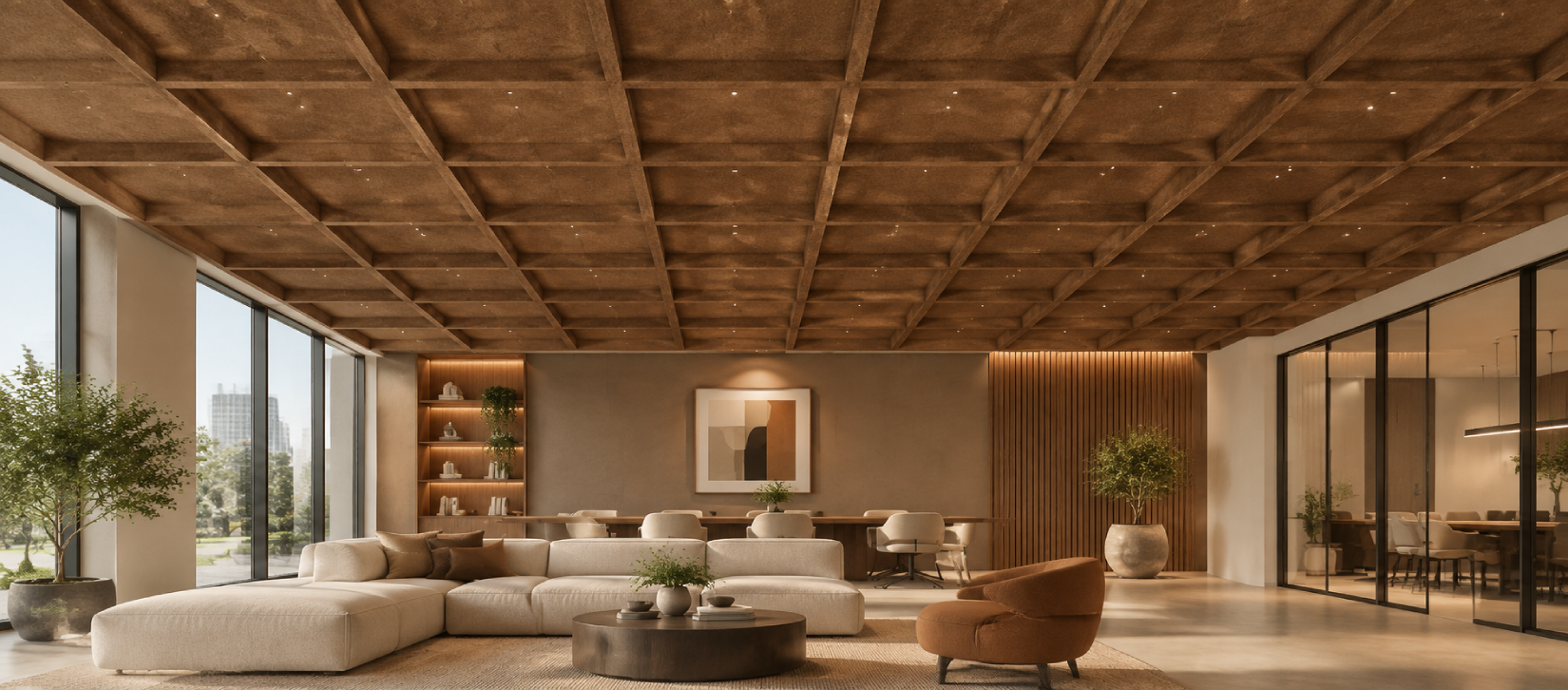 Flip Felt Ceiling Grid Tile Dark Brown