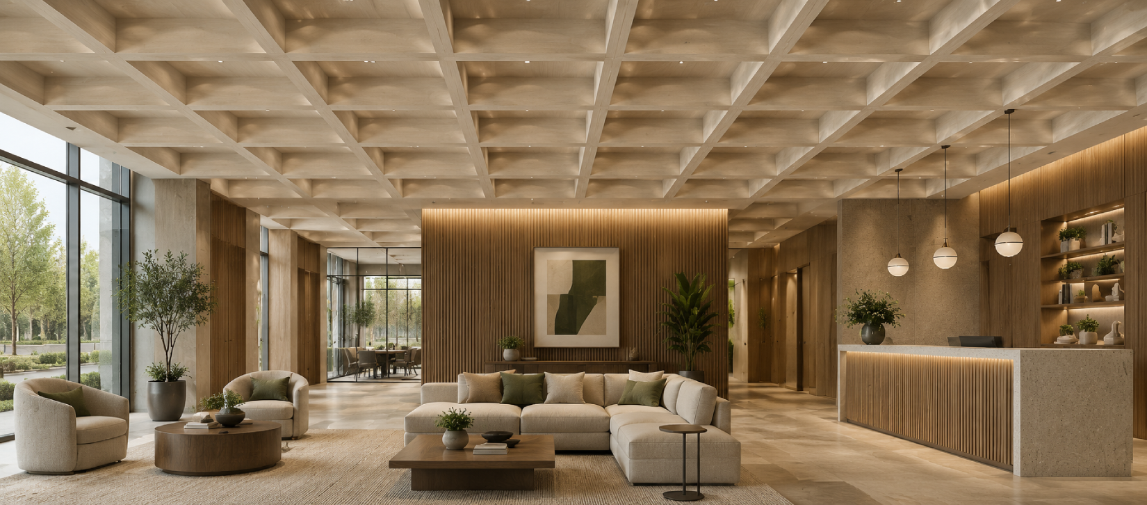 Flip Felt Ceiling Grid Tile Light Wood Grain