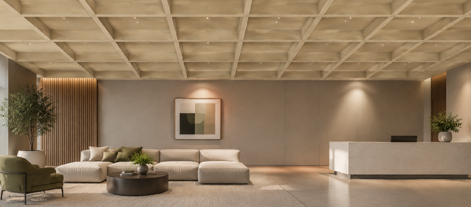 Flip Felt Ceiling Grid Tile Natural Wood