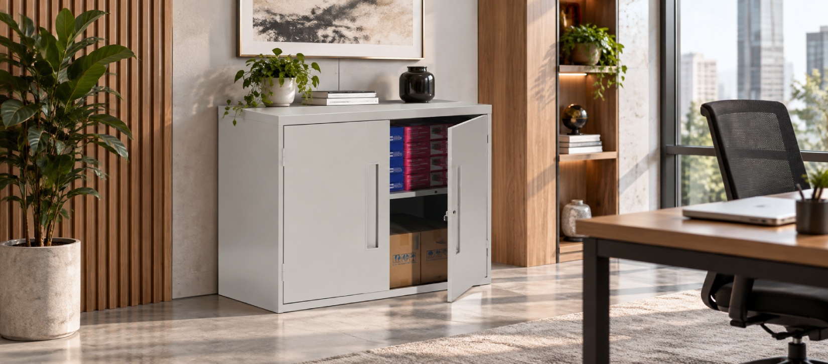 Global 2-Tier Low Metal File Storage Cabinet