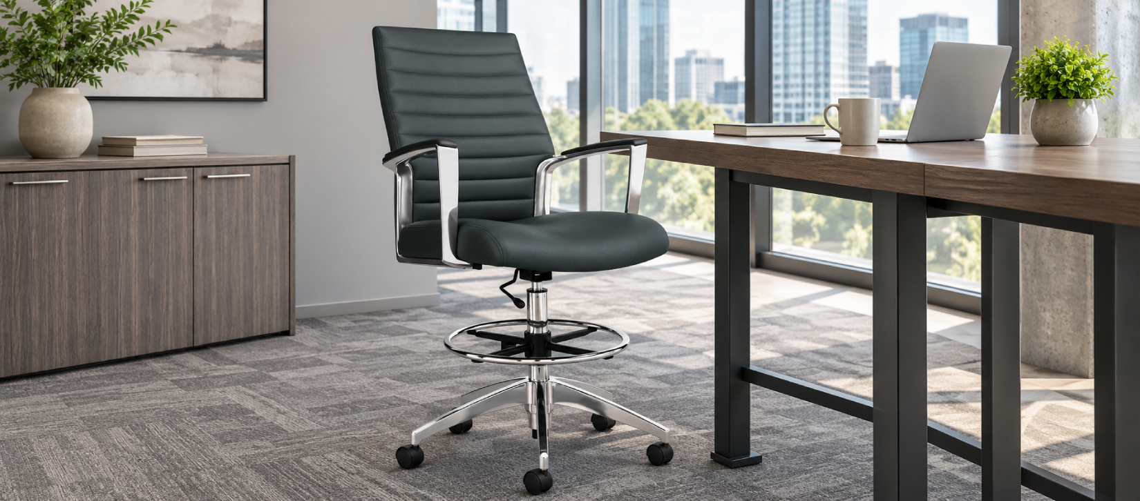 Global Accord Black Height Adjustable Stool