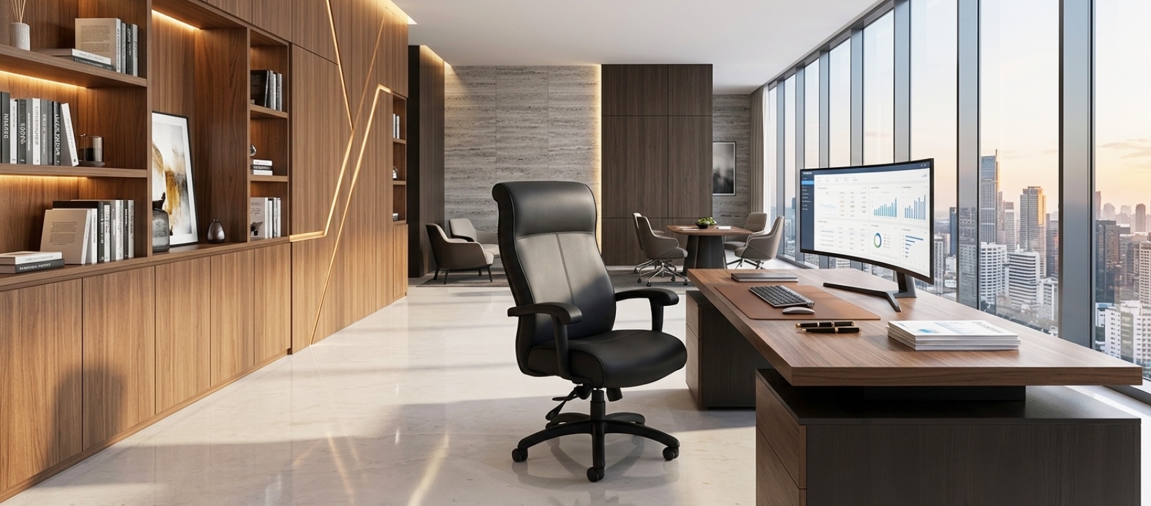Global Auburn Executive Chair with Black Arms