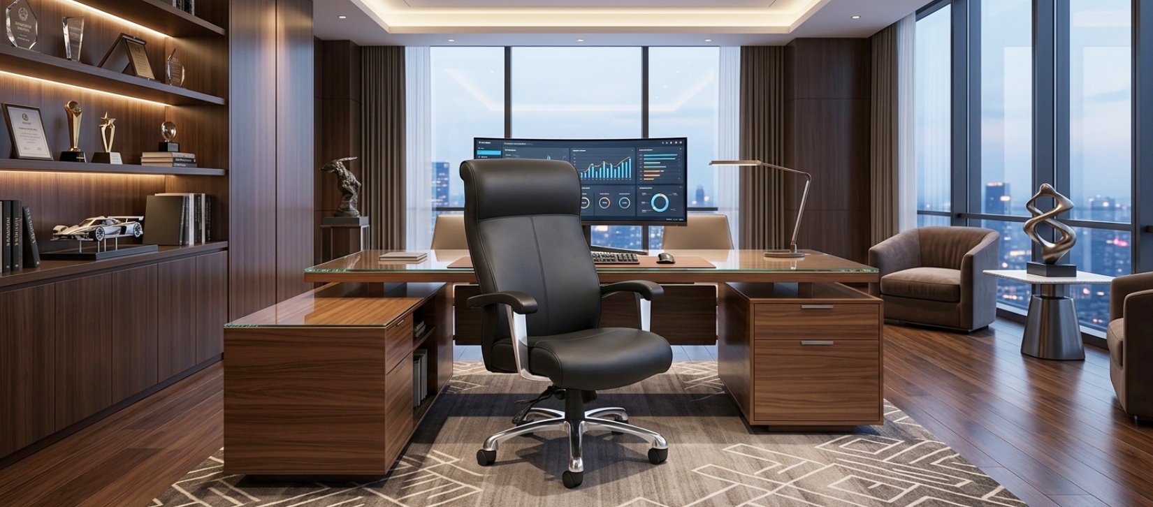 Global Auburn Executive Chair with Chrome Arms