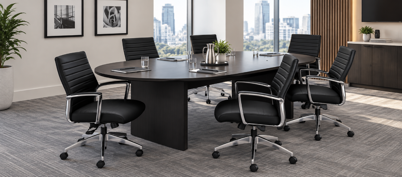 Global Boardroom Tables Series Black Racetrack Conference