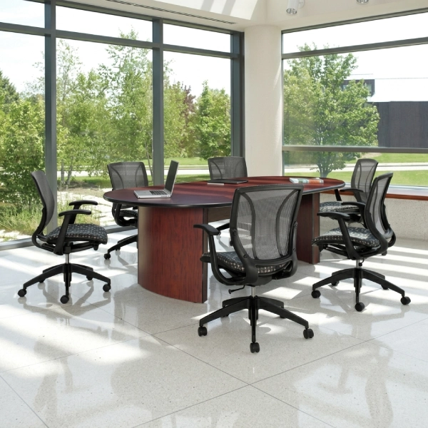 Global Boardroom Tables Series Mahogany Racetrack Conference