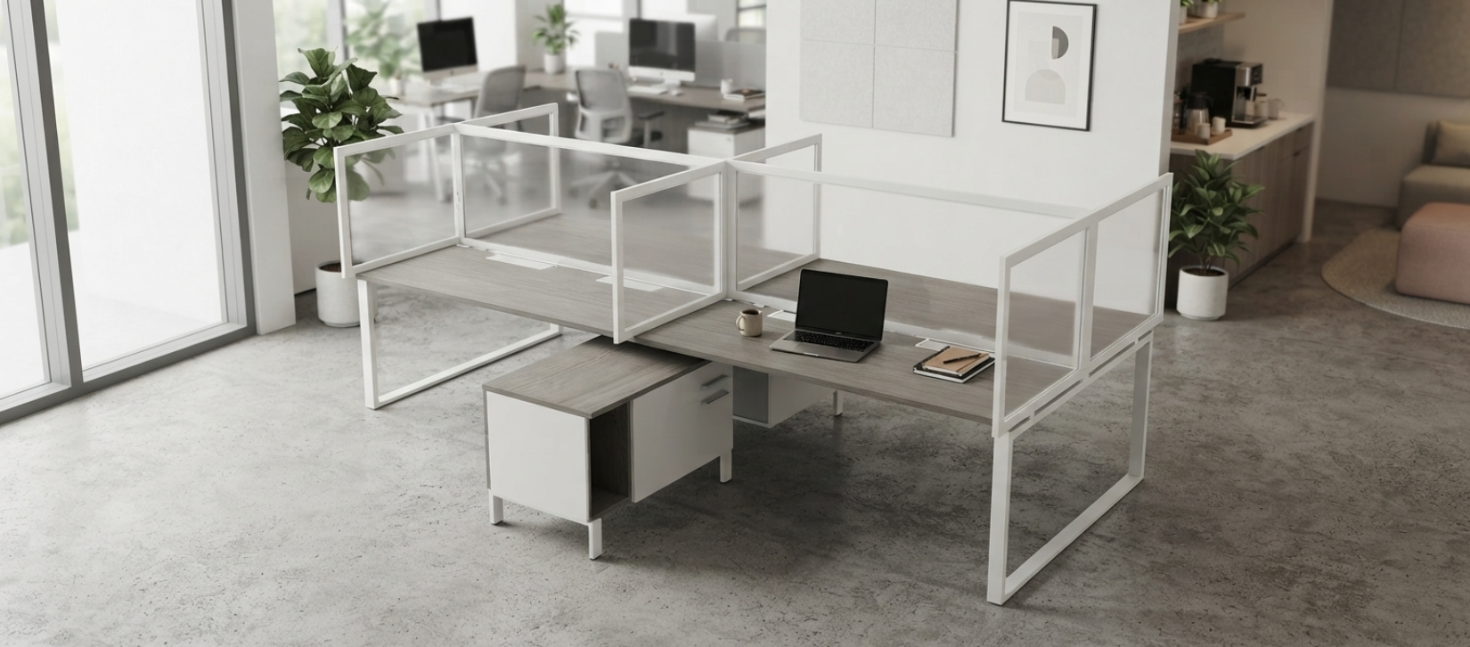 Global Bridges II Wellness Screens Double Benching Workstation