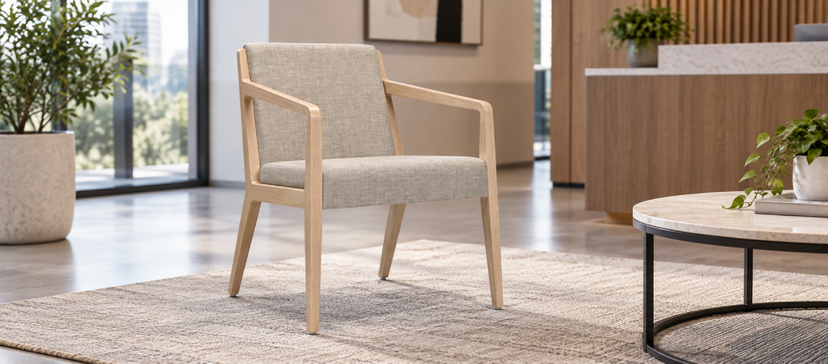 Global Chap Office Guest Chair with Light Wood Frame