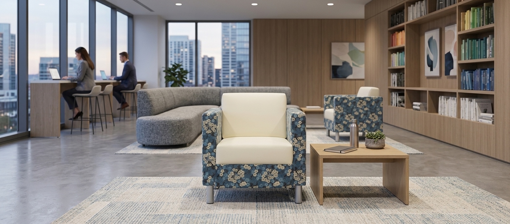 Global Citi Lounge Chair – Floral Accent Upholstery